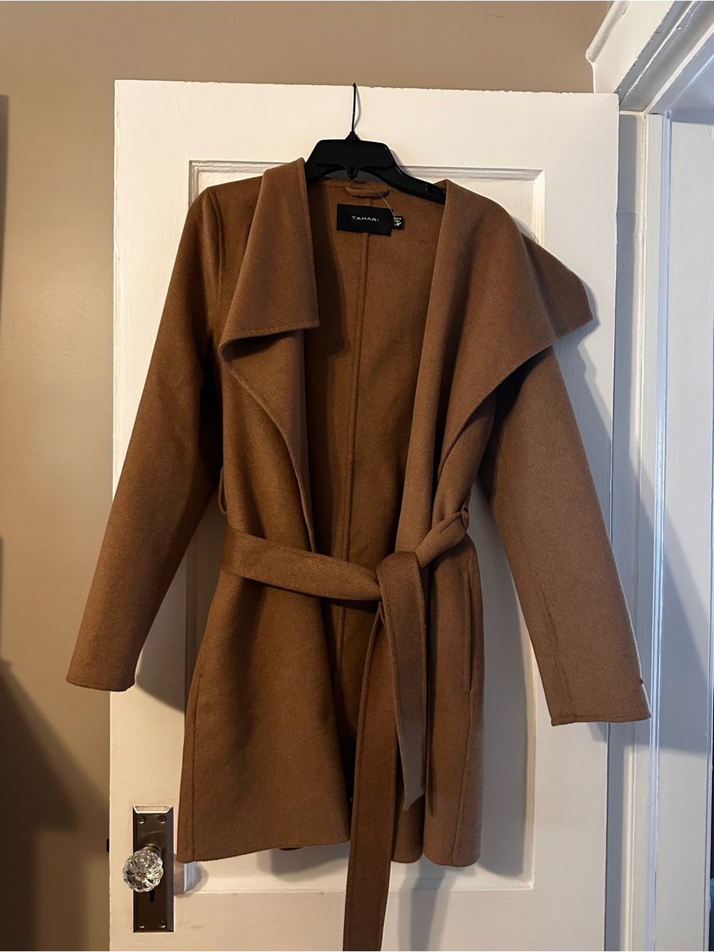 NWOT Faux-Wool Wrap Belted Coat in Camel